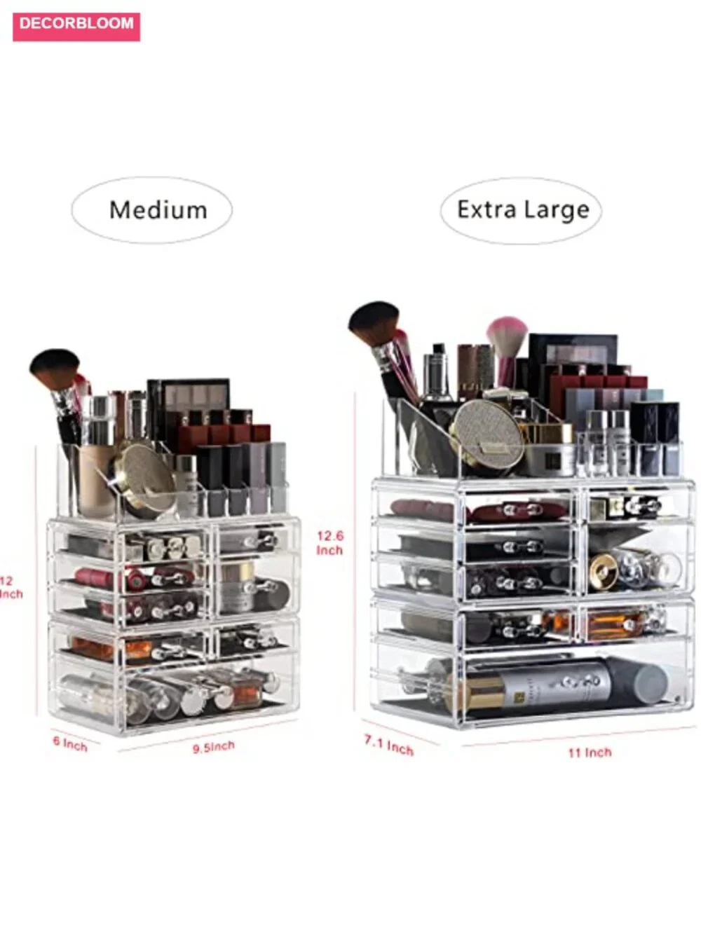 Acrylic 8 Drawer Stackable Makeup Organizer Countertop
